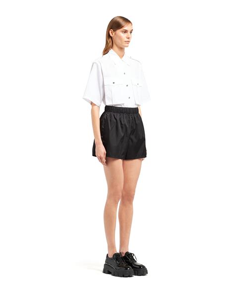 prada re nylon gabardine shorts|Prada re nylon logo.